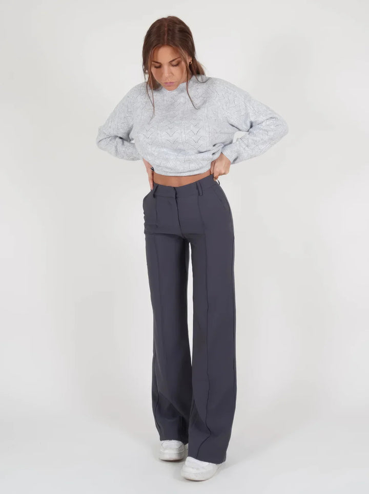 Women's Wide Leg Trousers - High Waist Tailored Seam Detail Palazzo Pants