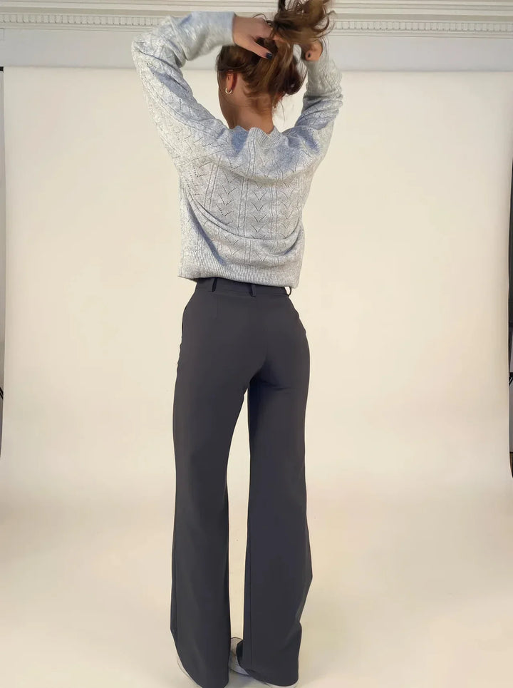 Women's Wide Leg Trousers - High Waist Tailored Seam Detail Palazzo Pants