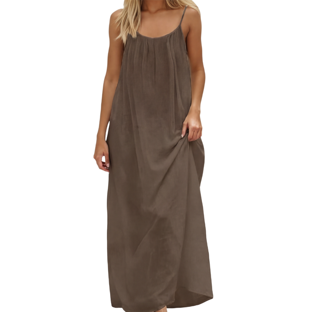 Long spaghetti strap dress with a relaxed fit