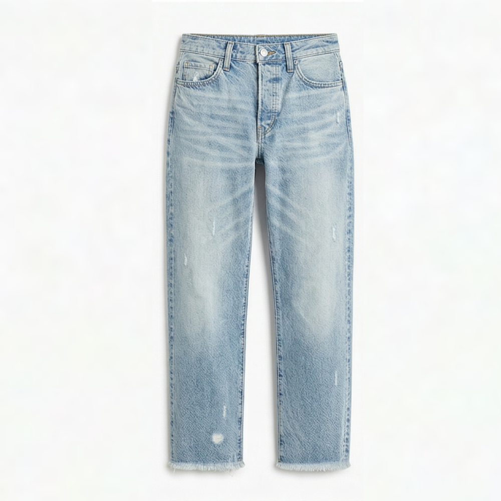 Vivara™ – Vintage-inspired Cropped Straight Leg Jeans with Fringes