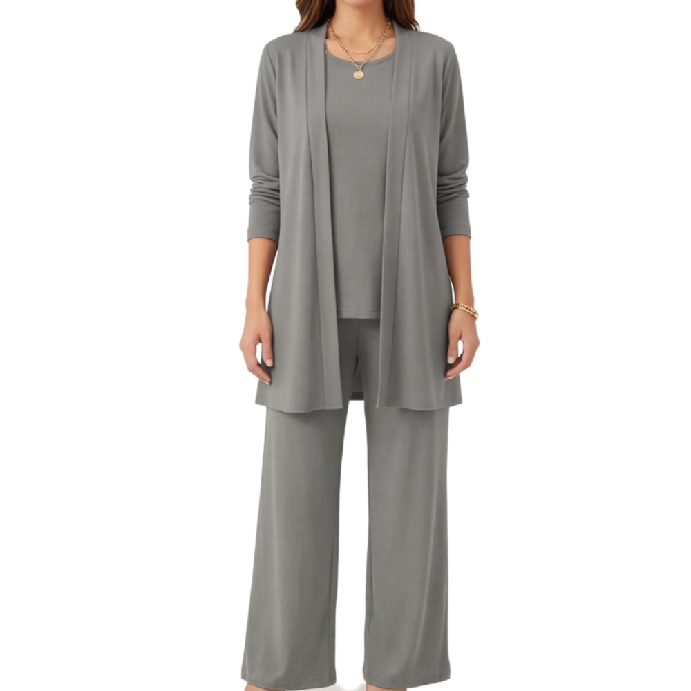 Women's Set with Long Cardigan and Loose Pants