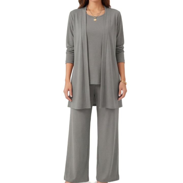 Women's Set with Long Cardigan and Loose Pants