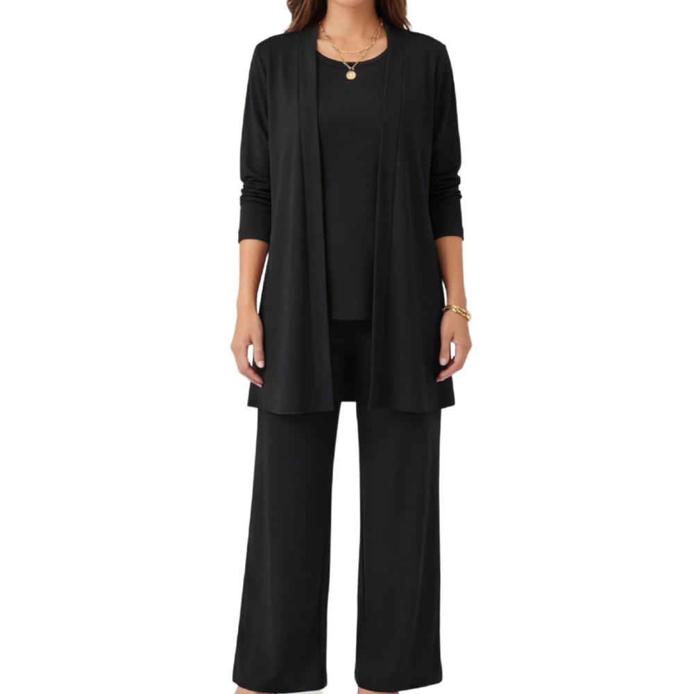 Women's Set with Long Cardigan and Loose Pants