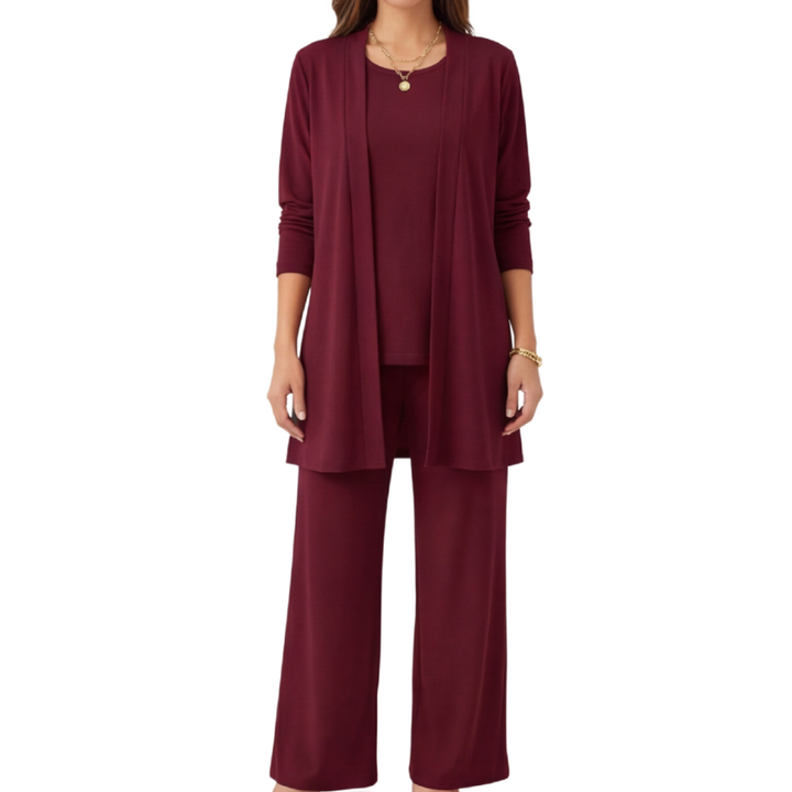 Women's Set with Long Cardigan and Loose Pants