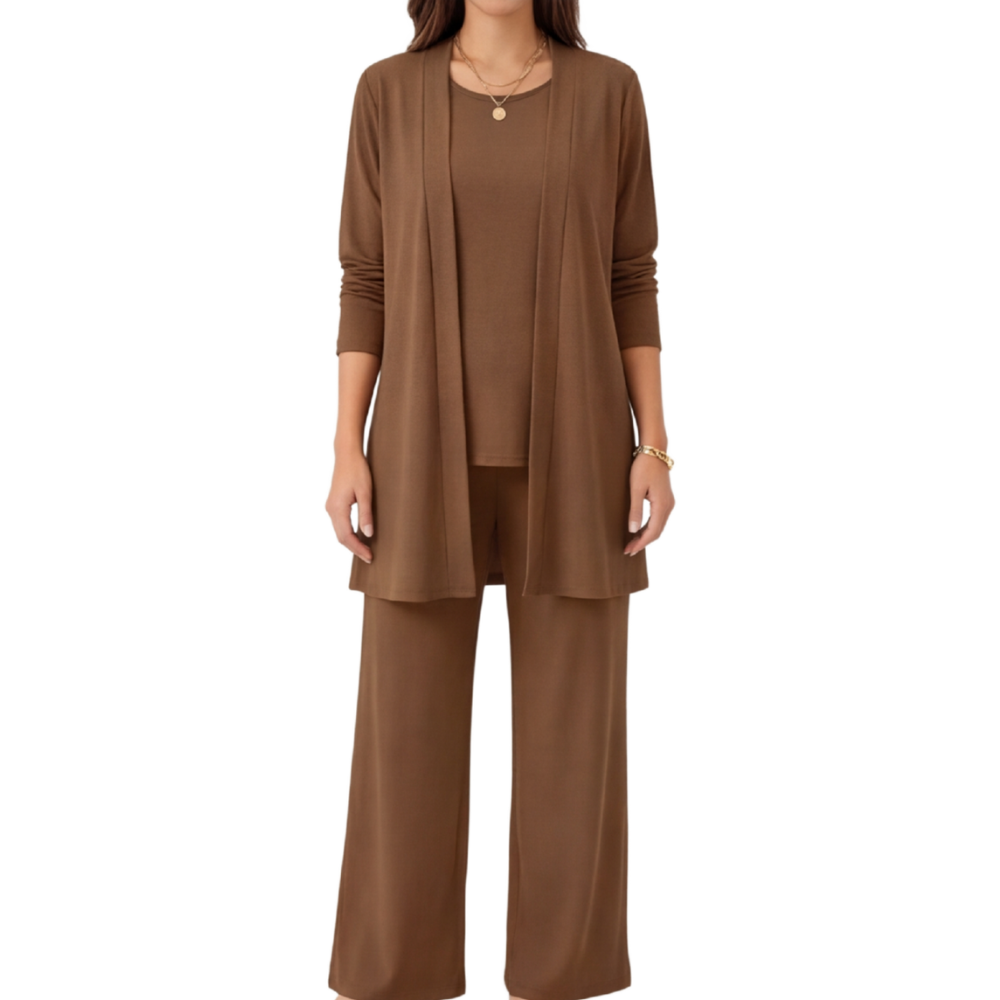 Women's Set with Long Cardigan and Loose Pants
