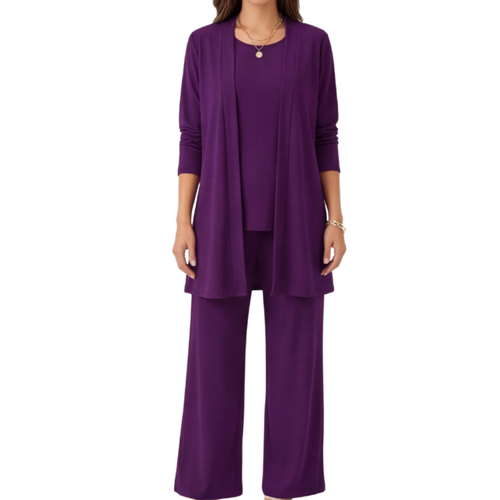 Women's Set with Long Cardigan and Loose Pants