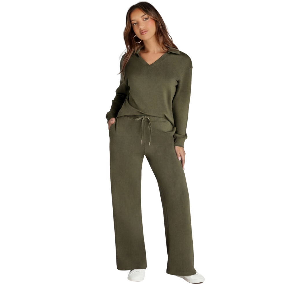 Women's Long Sleeve Set with Loose Pants