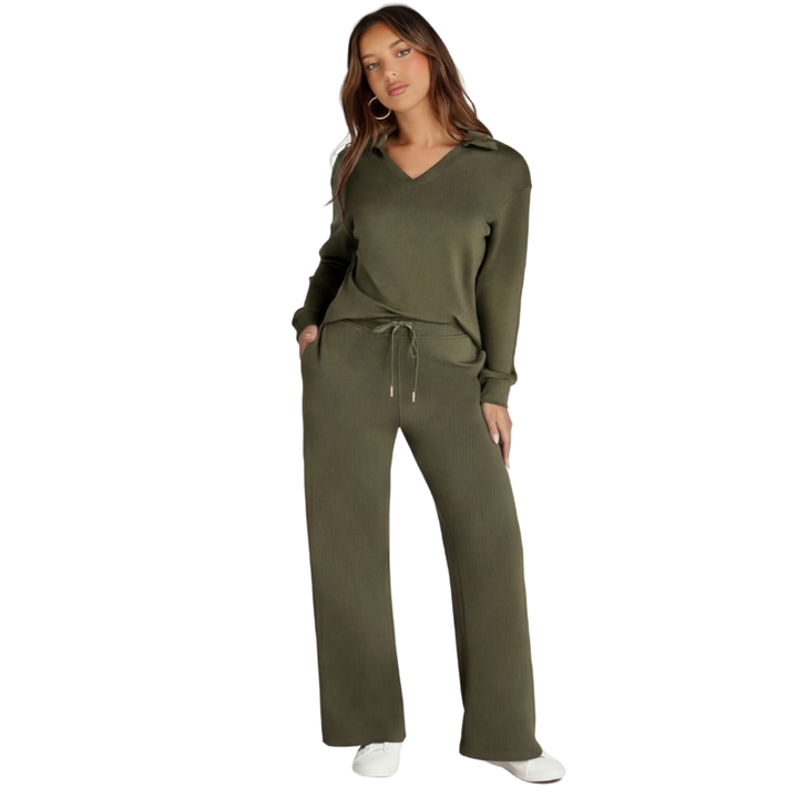 Women's Long Sleeve Set with Loose Pants