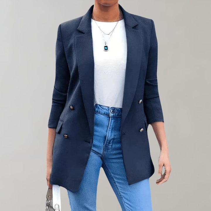Elegant Long Blazer with Double Button – Stylish Classic for Business & Leisure