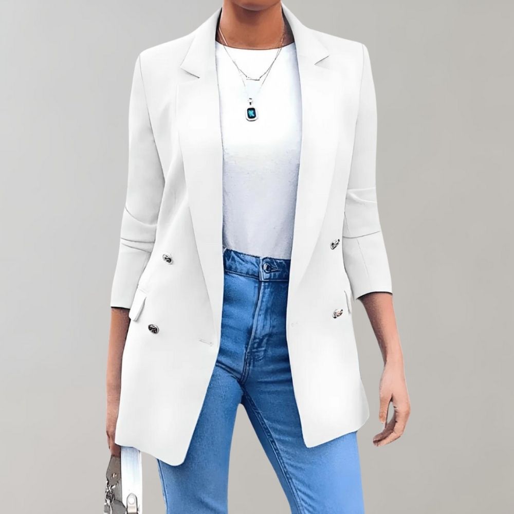 Elegant Long Blazer with Double Button – Stylish Classic for Business & Leisure