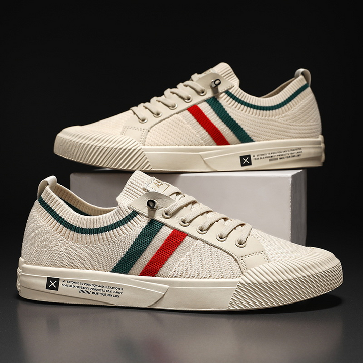 Sneakers with Laces and Knitted Sporty Look