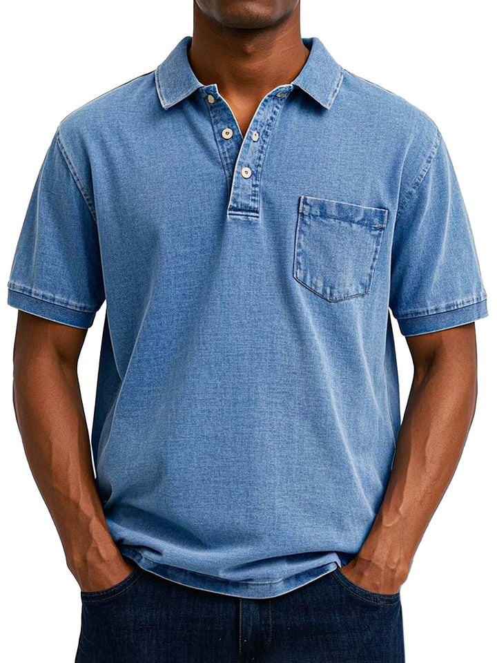 Vintage Polo Shirt with Chest Pocket – Casual Men's Style