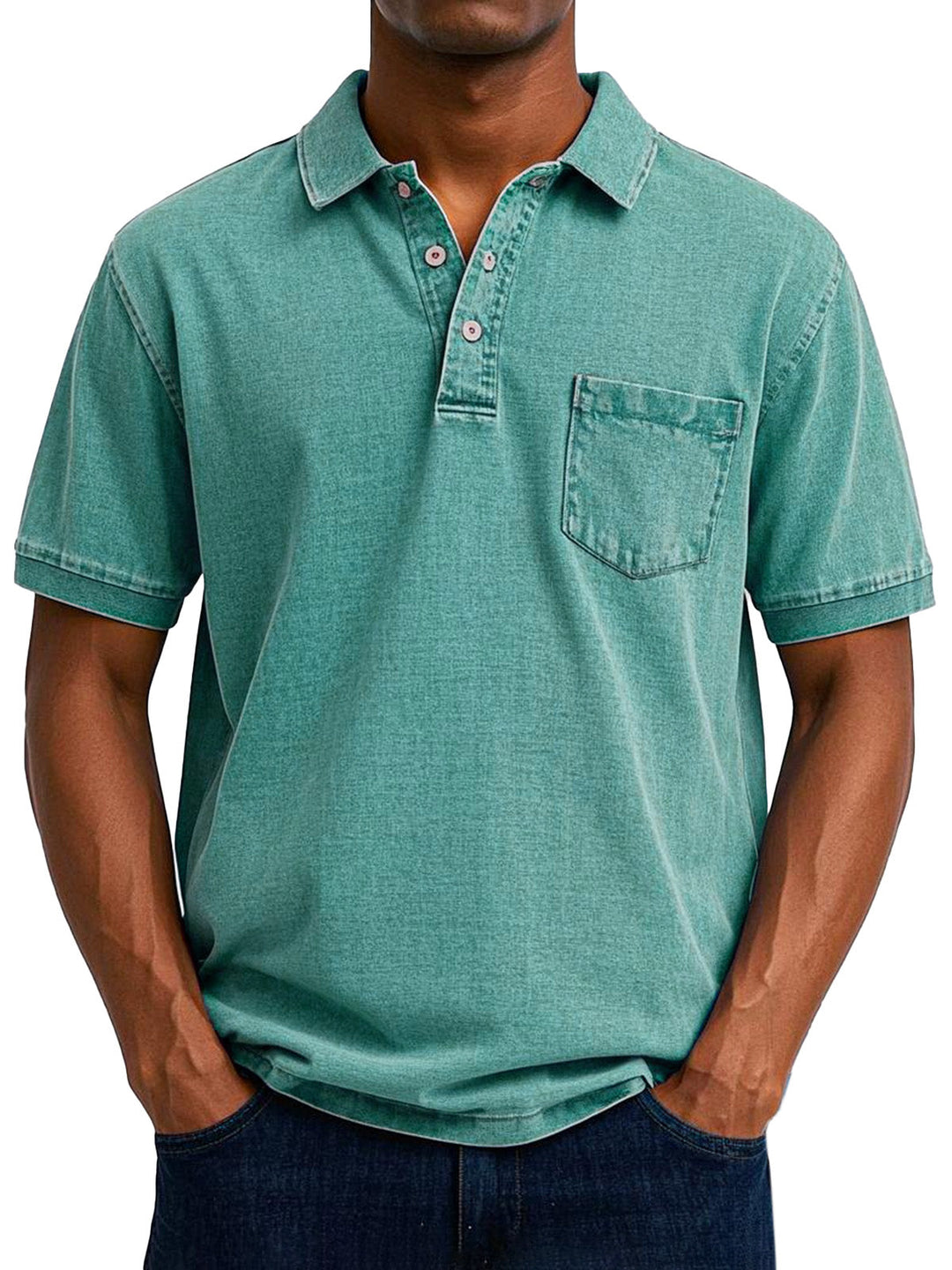 Vintage Polo Shirt with Chest Pocket – Casual Men's Style