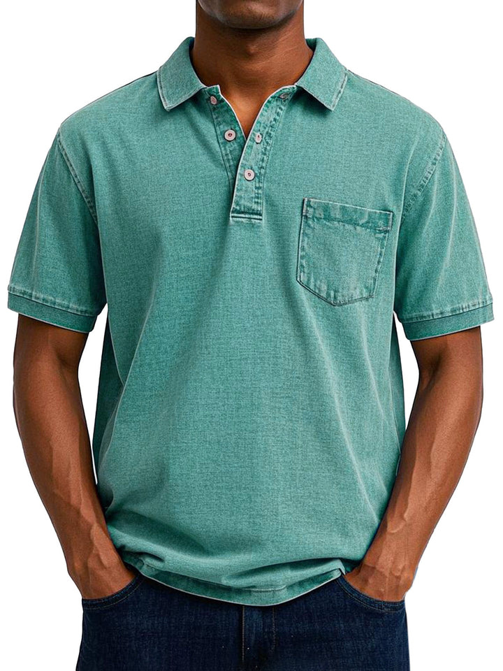 Vintage Polo Shirt with Chest Pocket – Casual Men's Style