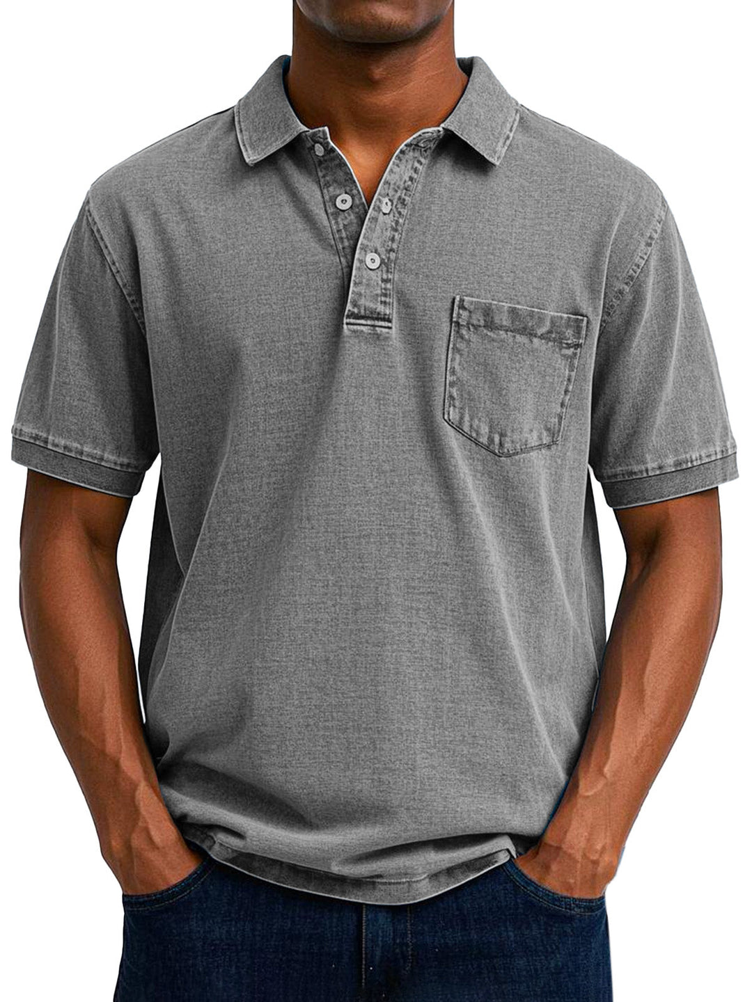 Vintage Polo Shirt with Chest Pocket – Casual Men's Style