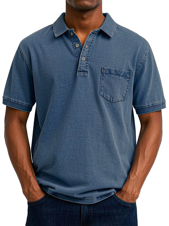 Vintage Polo Shirt with Chest Pocket – Casual Men's Style