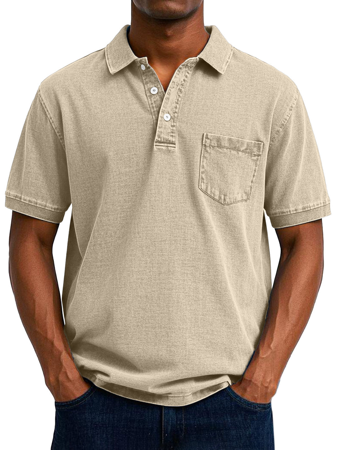 Vintage Polo Shirt with Chest Pocket – Casual Men's Style