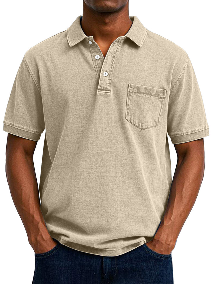 Vintage Polo Shirt with Chest Pocket – Casual Men's Style