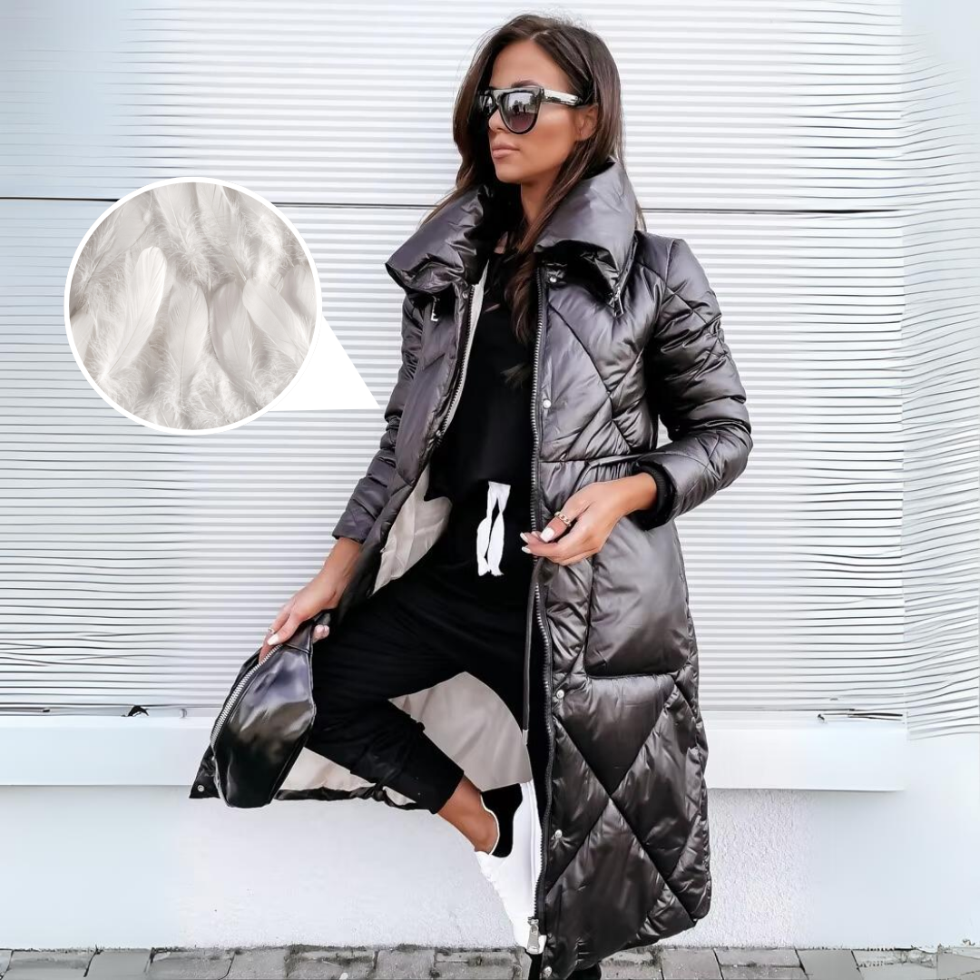 Women's Jacket | Quilted Long with High Collar