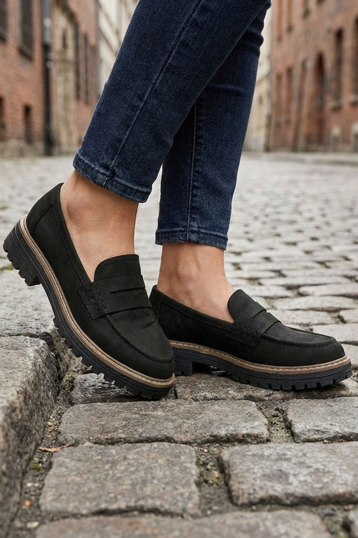 Women's Loafers with Profile Sole and Decorative Strap