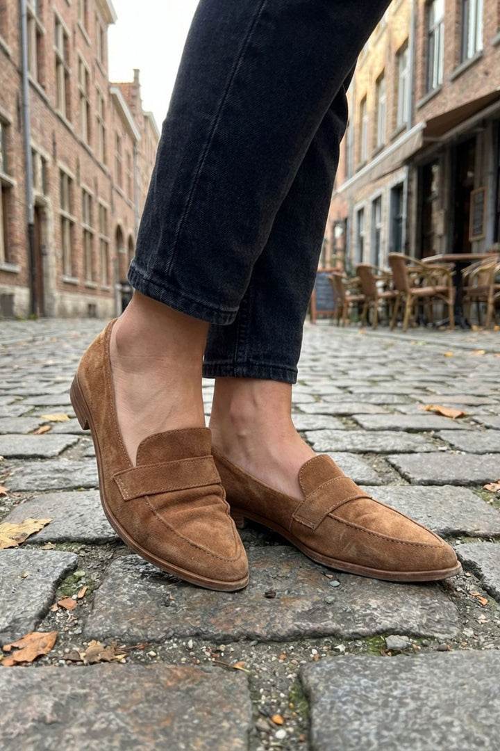 Penny Loafer Women’s Pointed Suede – Elegant Slippers with Heel
