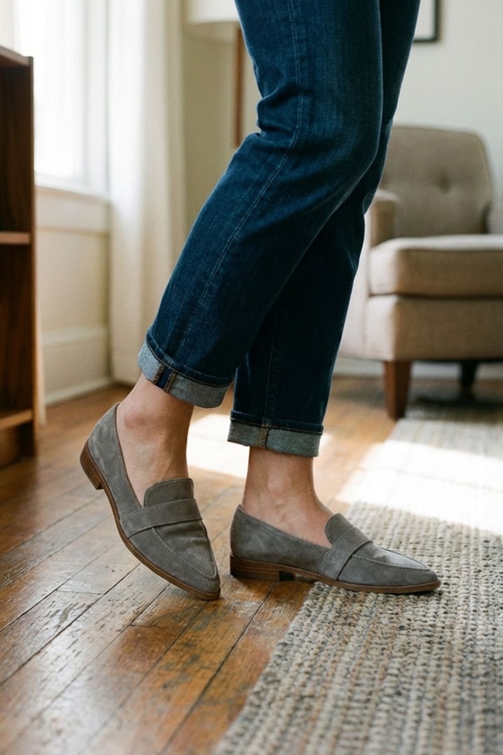 Penny Loafer Women’s Pointed Suede – Elegant Slippers with Heel