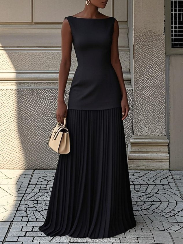 Bragina | Sleeveless Pleated Maxi Dress