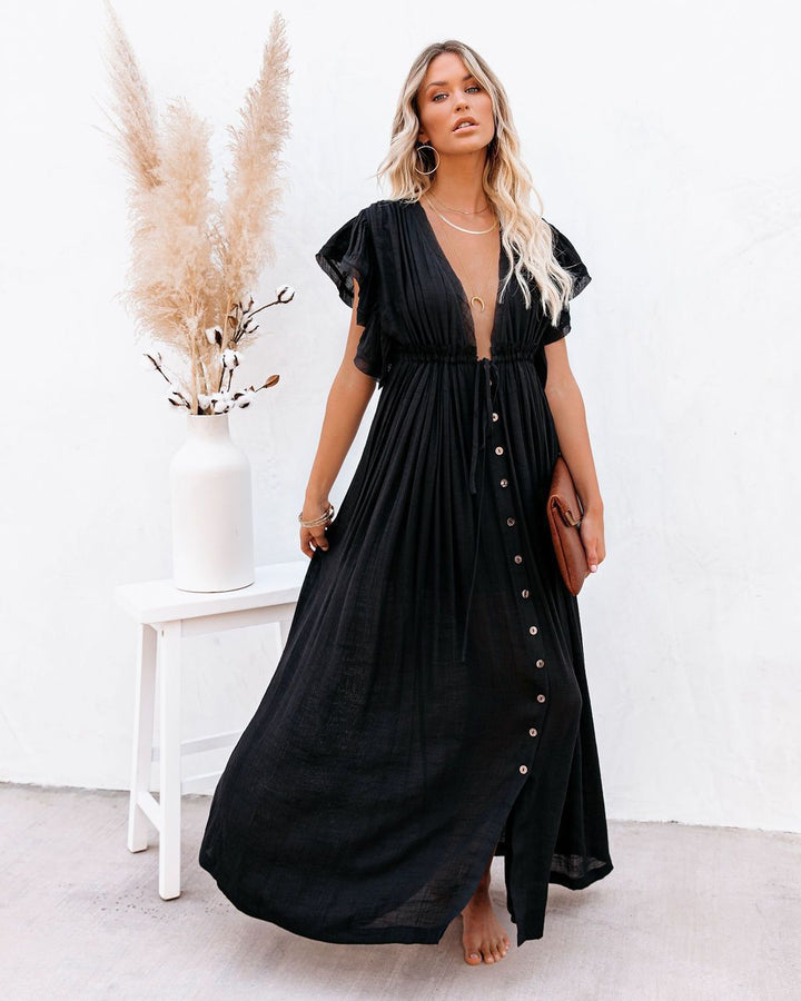 Rose | Women’s Summer Boho Button Front Maxi Dress