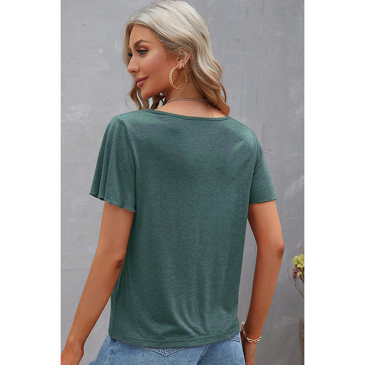 Women’s V-Neck Top with Decorative Strap Detail