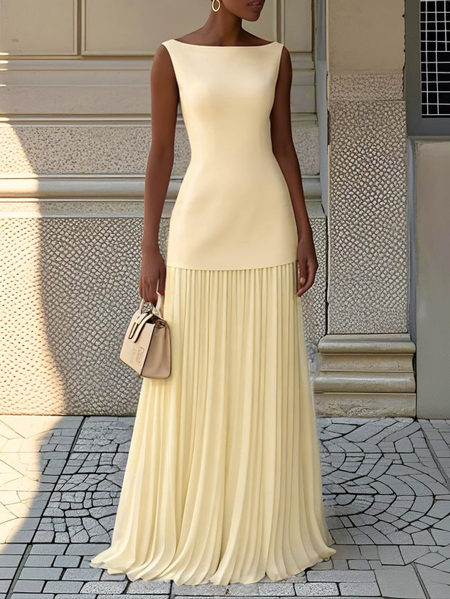 Bragina | Sleeveless Pleated Maxi Dress