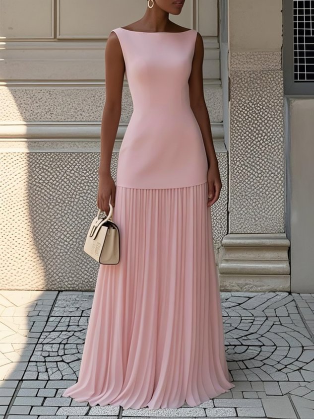 Bragina | Sleeveless Pleated Maxi Dress