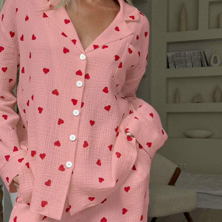 Women’s Two-Piece Lounge Set with Button Shirt and Pants
