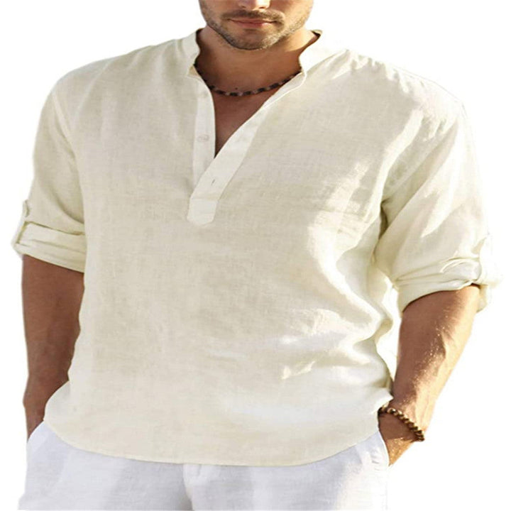 Lightweight Long-Sleeve Summer Shirt with Stand-Up Collar