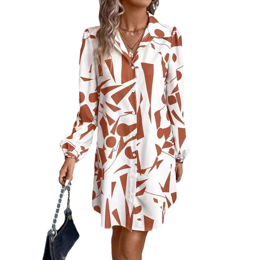 Women’s Button-Up Shirt Dress with Relaxed Fit