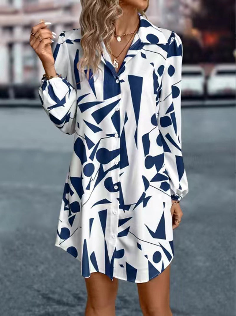 Women’s Button-Up Shirt Dress with Relaxed Fit