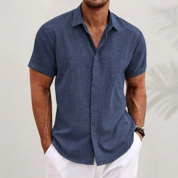 Men’s Short Sleeve Casual Button-Up Shirt
