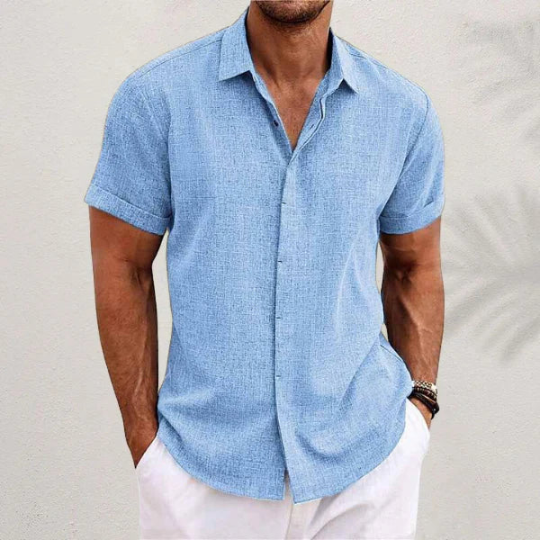 Men’s Short Sleeve Casual Button-Up Shirt