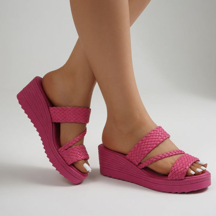 Tresseline™ — Woven wedge mule colorful summer lightness