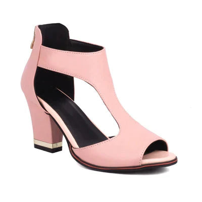 Women’s Peep Toe Block Heel Sandals with Cutout Design