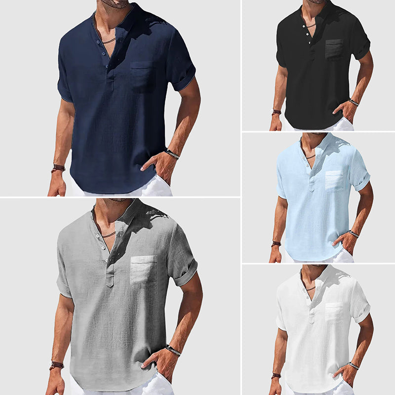 Men’s Casual Henley Short Sleeve Shirt