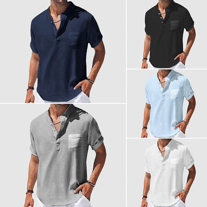 Men’s Casual Henley Short Sleeve Shirt
