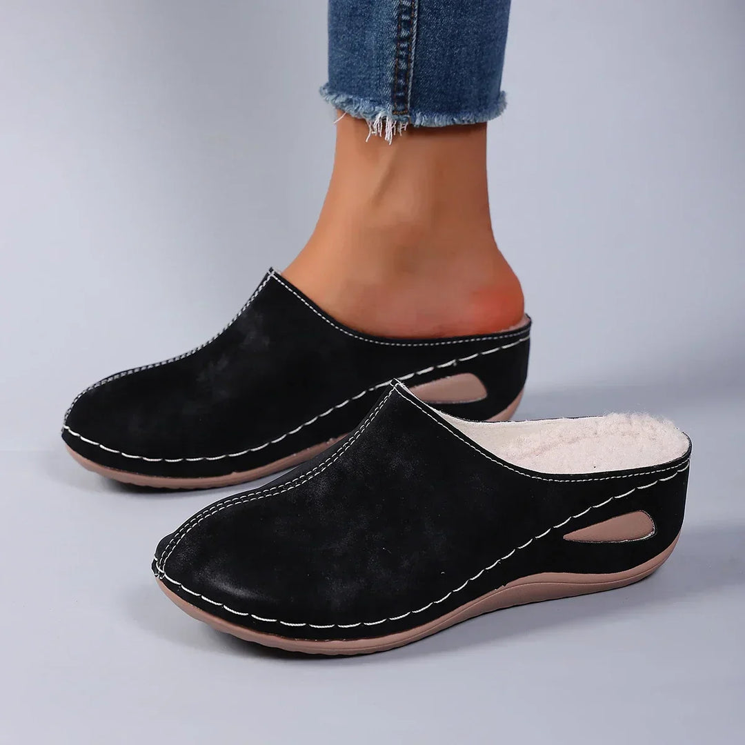 Wieba | Stylish Orthopedic Slippers in Suede Look with Decorative Stitching
