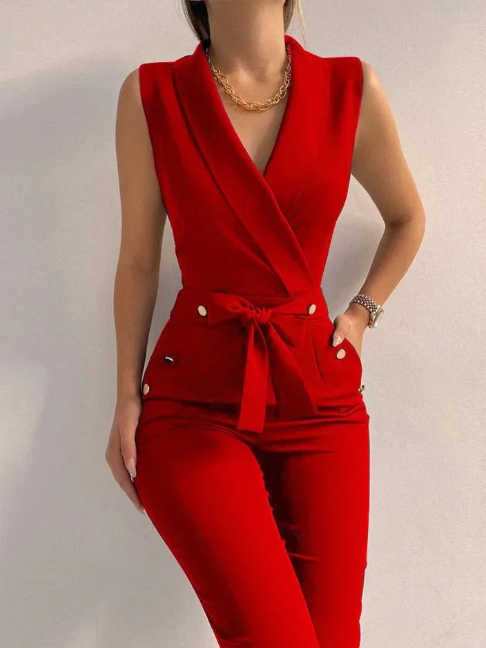 Women’s Elegant Sleeveless Wrap Jumpsuit