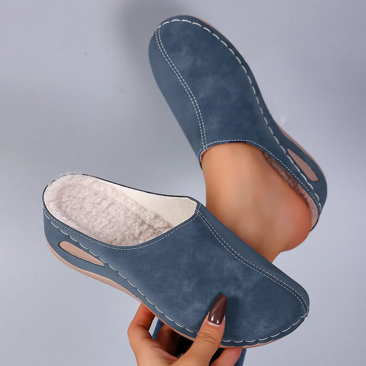 Wieba | Stylish Orthopedic Slippers in Suede Look with Decorative Stitching