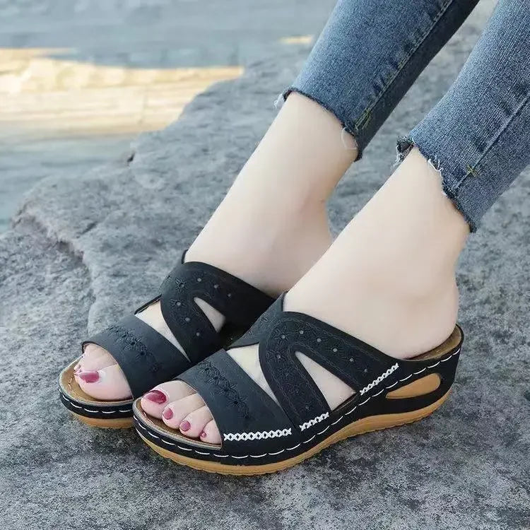 Women’s Comfort Slide Sandals with Cut-Out Design
