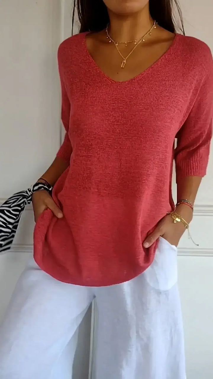 Women’s Casual V-Neck Knit Top