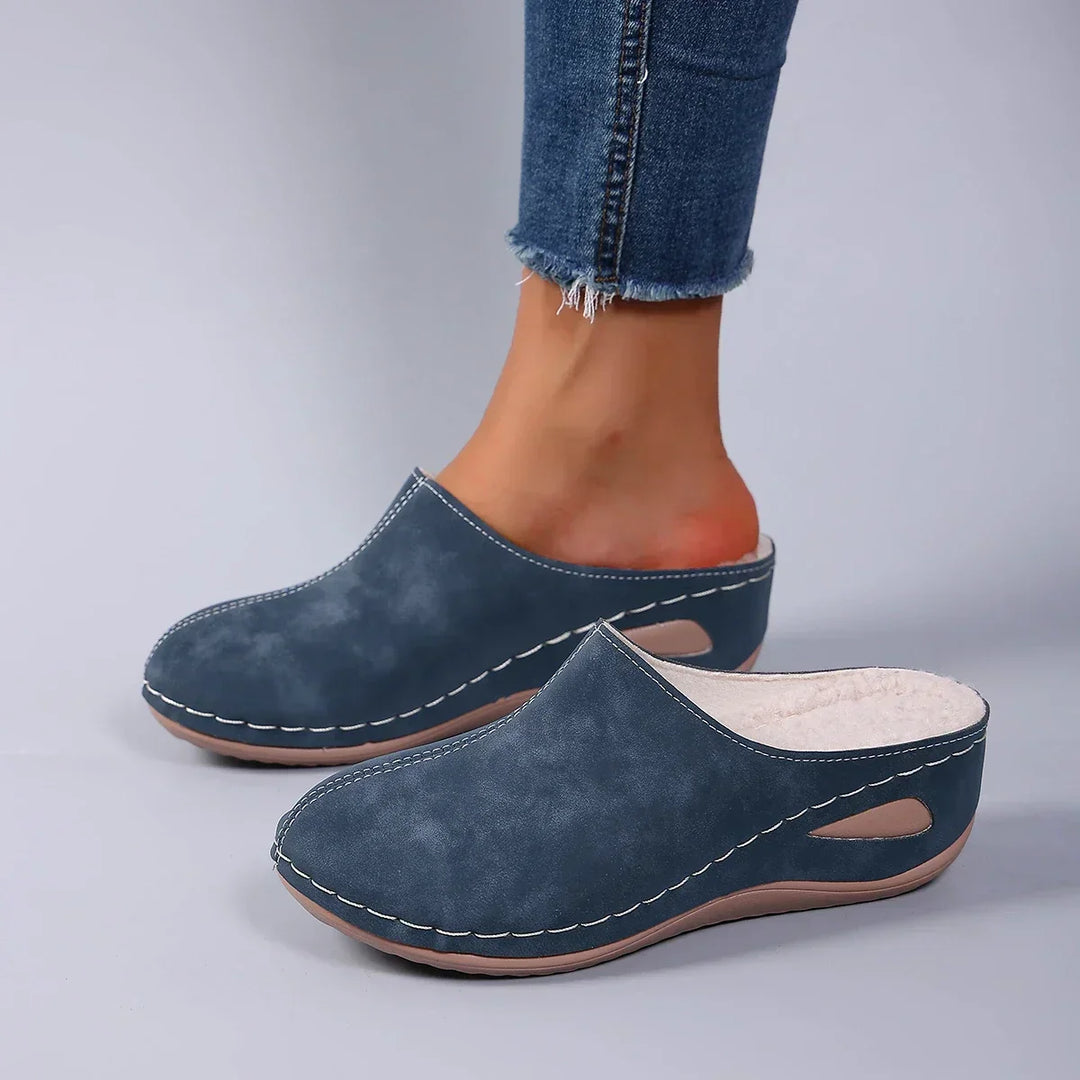Wieba | Stylish Orthopedic Slippers in Suede Look with Decorative Stitching