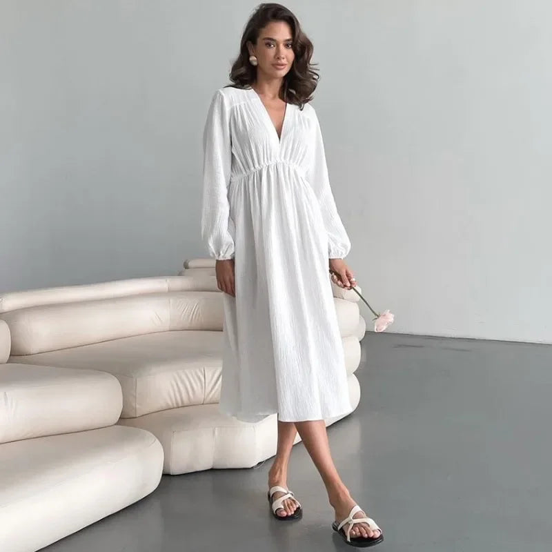 Women’s Elegant Long Sleeve Midi Dress