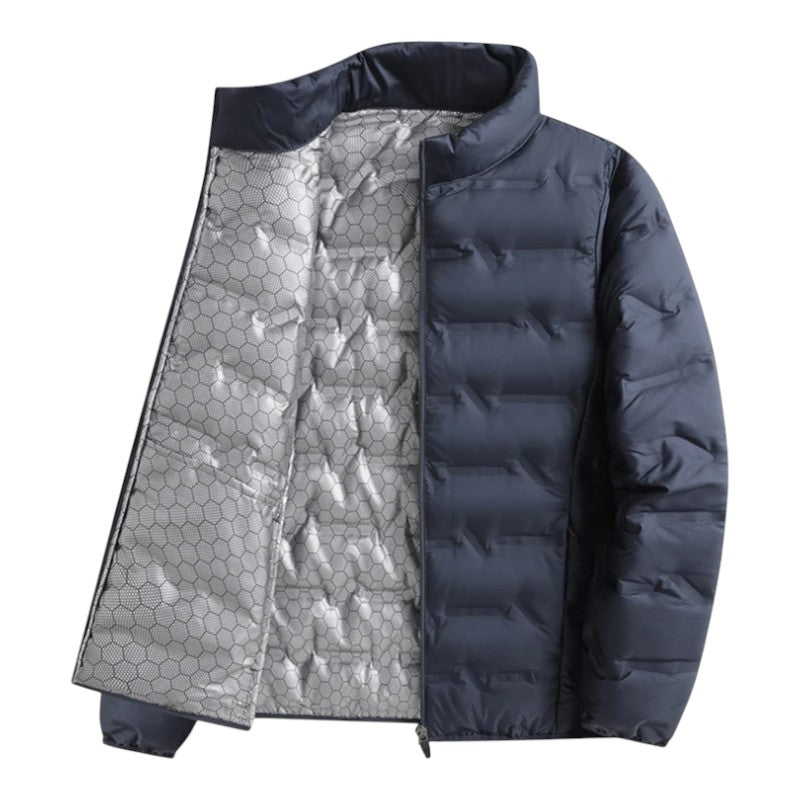 Men's Quilted Jacket with Zipper and High Collar