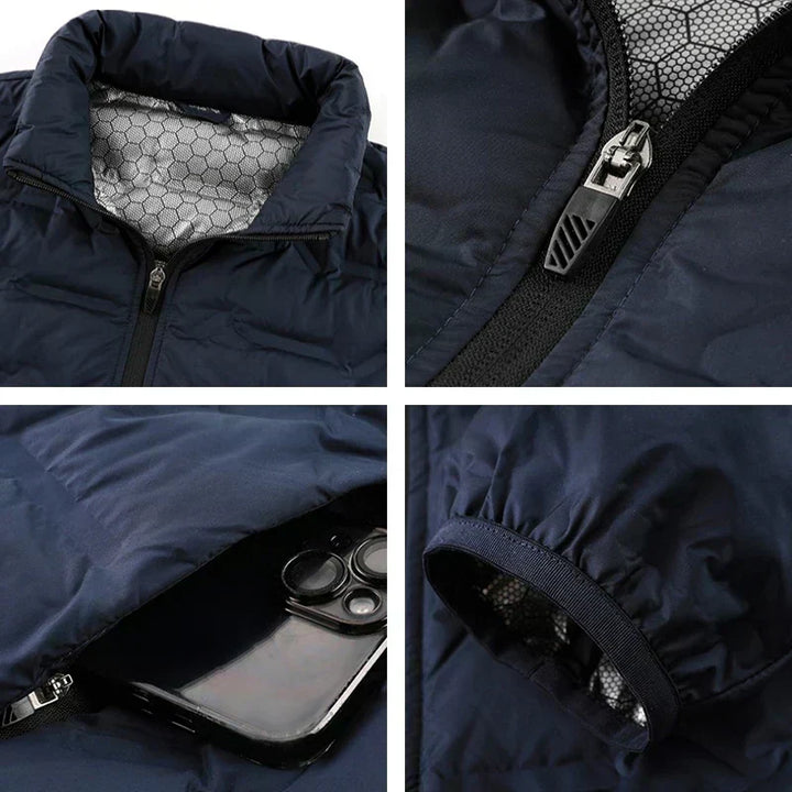 Men's Quilted Jacket with Zipper and High Collar